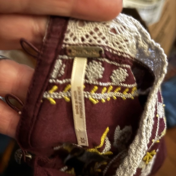 Free People Maroon Embroidered Blouse - Picture 3 of 6